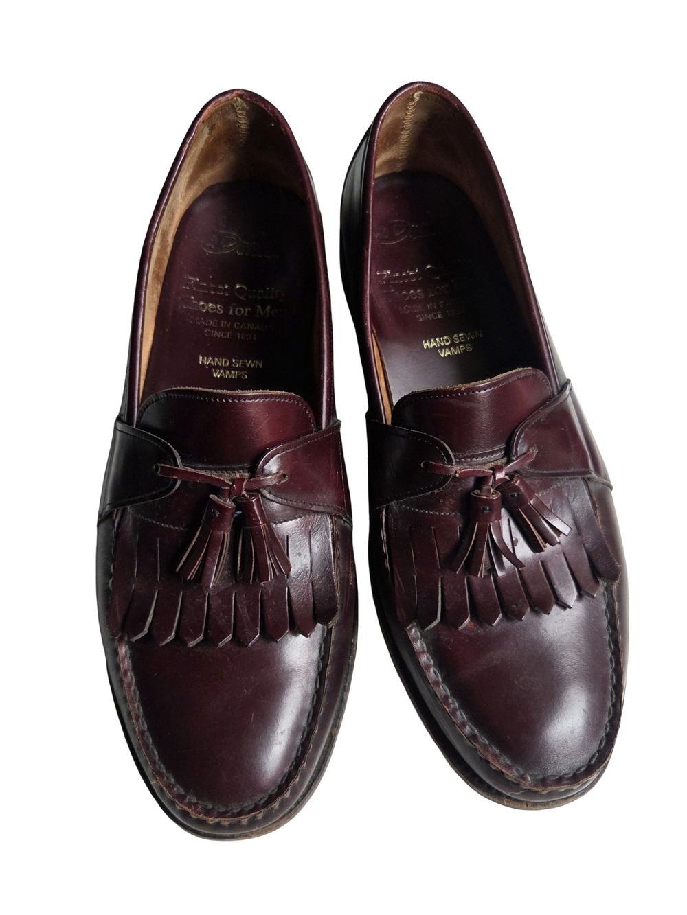 Dack's Men's Tassel Kiltie Loafers in Burgundy Leather Size 10